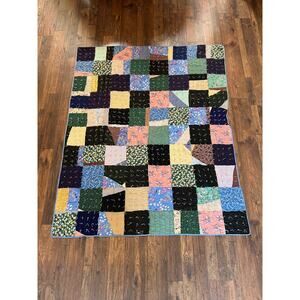 Vintage Linens - Handmade Cotton Quilt – Hand Stitched Patchwork Cottage Style